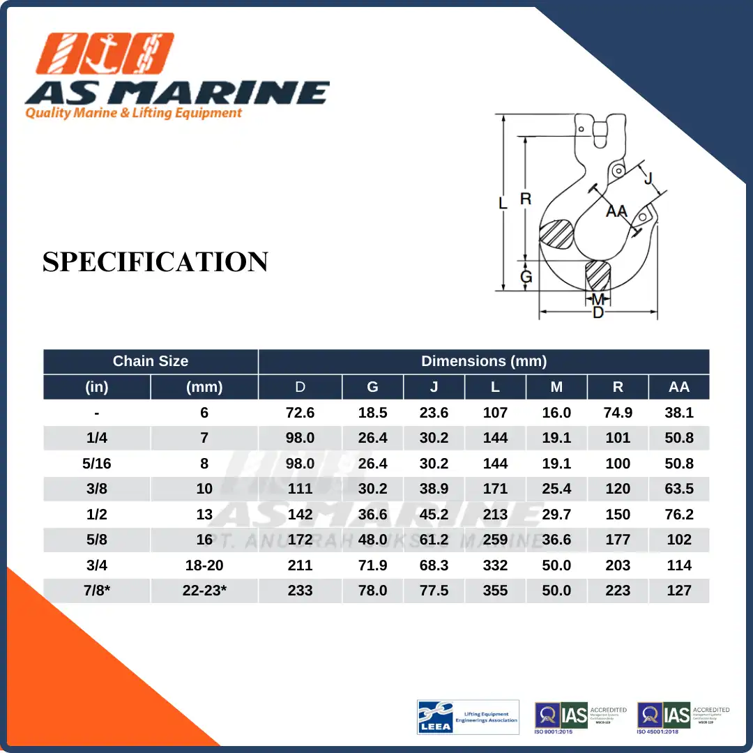 Specification L1339 Crosby USA